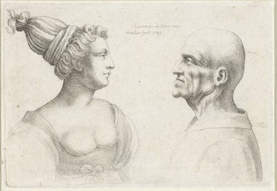 Teste di un uomo calvo e di una donna con turbante da Wenceslaus Hollar