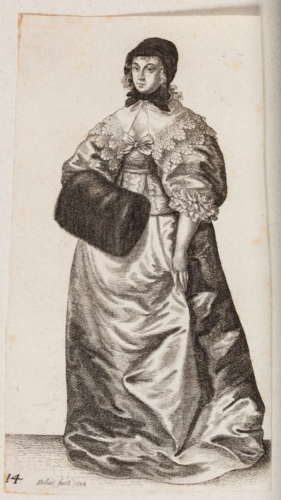 Donna con cuffia e manicotto da Wenceslaus Hollar