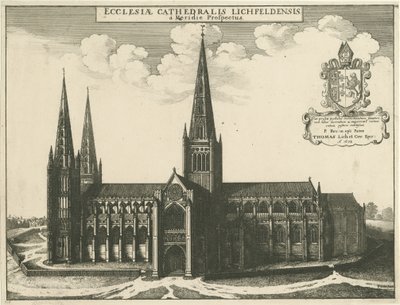 Cattedrale di Lichfield - Vista sud (incisione, 1672) da Wenceslaus Hollar