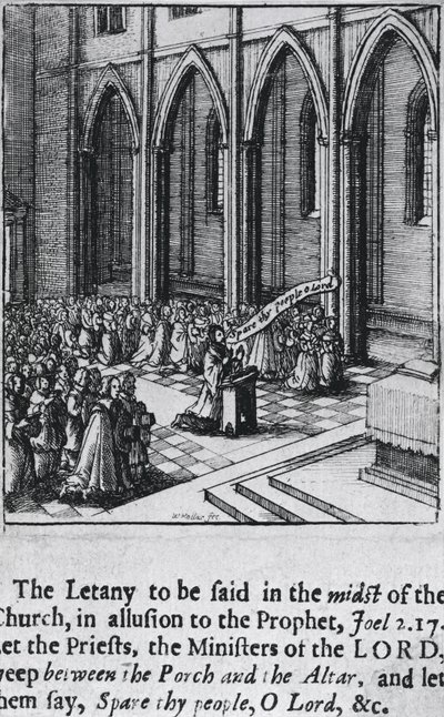 Litania in una chiesa, c.1655 (acquaforte) da Wenceslaus Hollar
