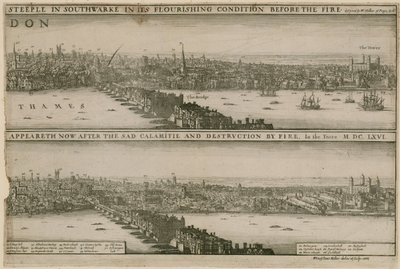Londra, prima e dopo il grande incendio da Wenceslaus Hollar
