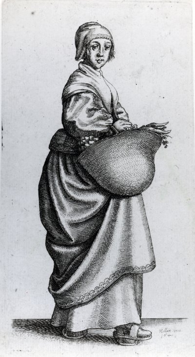 Cameriera di ritorno dal mercato, 1640 da Wenceslaus Hollar