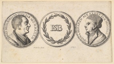 Medaglioni con ritratti di Sebald Beham e Anna Beham da Wenceslaus Hollar