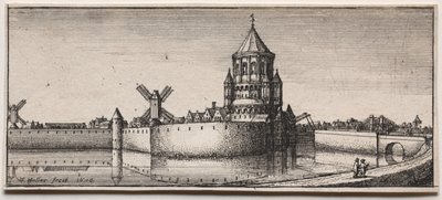Porta della città con fossato da Wenceslaus Hollar
