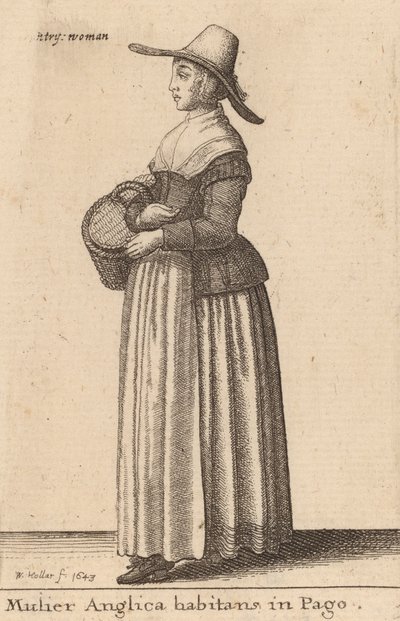 Mulier Anglica Habitans in Pago, 1643 da Wenceslaus Hollar