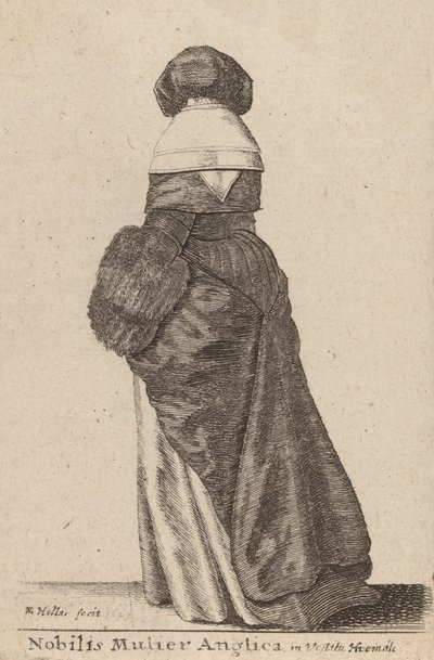 Nobilis Mulier Anglica, in Vestitu Hiemali da Wenceslaus Hollar