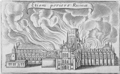 La Vecchia Cattedrale di San Paolo in Fiamme nel Grande Incendio di Londra, 1666 da Wenceslaus Hollar