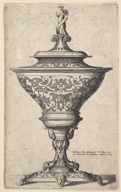 Calice ornato su piedi di maschere da Wenceslaus Hollar