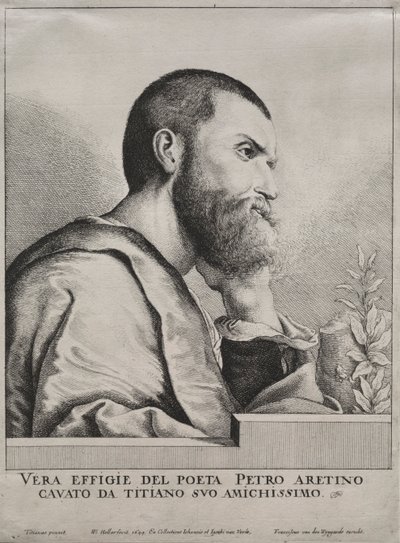 Ritratto di Pietro Aretino, 1649 da Wenceslaus Hollar