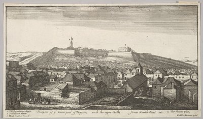 Prospettiva della parte interna di Tangeri, con il castello superiore, da sud-est da Wenceslaus Hollar