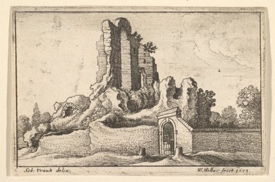 Rovine e un cancello sbarrato sul Colle Esquilino a Roma da Wenceslaus Hollar
