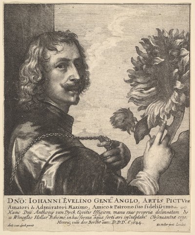 Sir Anthony van Dyck con un girasole da Wenceslaus Hollar