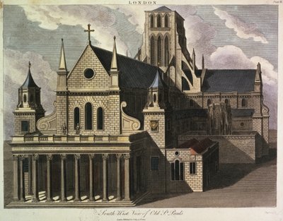Lato sud della vecchia Cattedrale di St. Paul da Wenceslaus Hollar