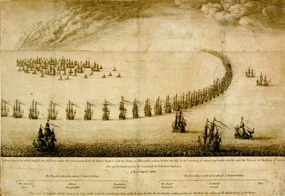 La Marina inglese in fuga davanti al Vly da Wenceslaus Hollar