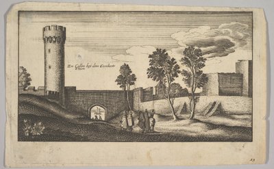 La torre di Kunibert vicino a Colonia, copia, 1625-77 da Wenceslaus Hollar