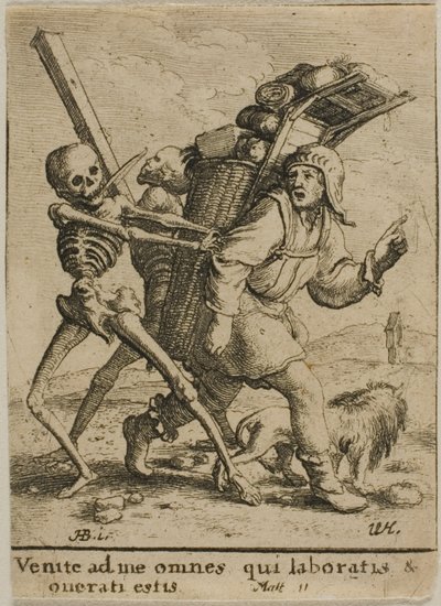Il venditore ambulante e la morte da Wenceslaus Hollar