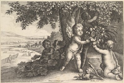 Il dio del fiume e i ragazzi, 1625-77 da Wenceslaus Hollar