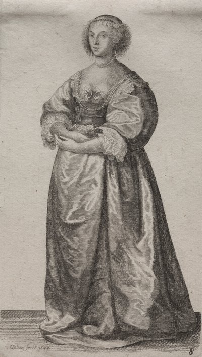 Gli abiti delle donne inglesi, dalla nobiltà alle contadine di questi tempi: La donna con i fiori da Wenceslaus Hollar