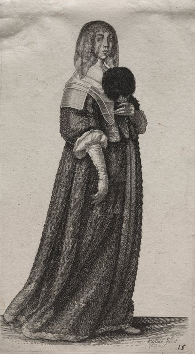 Gli abiti delle donne inglesi, dalla nobiltà alle contadine di questi tempi: La donna velata da Wenceslaus Hollar