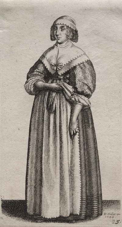 Gli abiti delle donne inglesi, dalla nobiltà alle contadine di questi tempi: La donna con i guanti da Wenceslaus Hollar