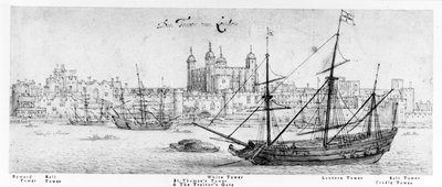 La Torre di Londra, c.1637-41 (penna e inchiostro, grafite e acquerello su carta) da Wenceslaus Hollar