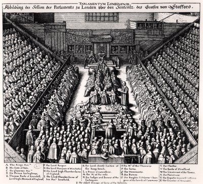 Il processo di Thomas Wentworth (1593-1641) Conte di Strafford nel 1641 da Wenceslaus Hollar