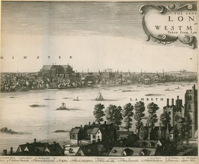 La prospettiva di Londra e Westminster vista da Lambeth da Wenceslaus Hollar