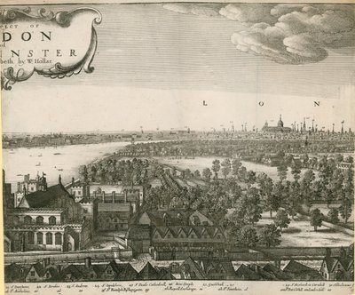 La prospettiva di Londra e Westminster presa da Lambeth da Wenceslaus Hollar