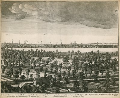 La prospettiva di Londra e Westminster presa da Lambeth da Wenceslaus Hollar