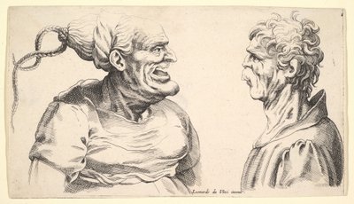 Due teste deformi da Wenceslaus Hollar