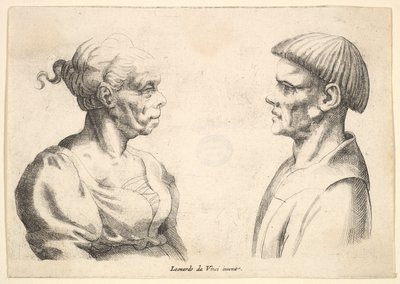 Due teste, 1625-77 da Wenceslaus Hollar