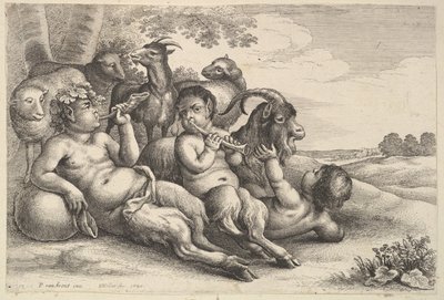 Due giovani satiri e un ragazzo, 1647 da Wenceslaus Hollar