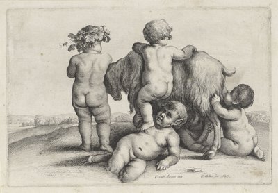 Quattro ragazzi, un satiro e una capra da Wenceslaus Hollar