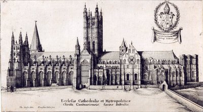 Veduta della Cattedrale di Canterbury da sud, c.1638-66 da Wenceslaus Hollar
