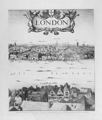 Veduta di Londra, pubblicata nel 1647 (facsimile) (dettaglio) da Wenceslaus Hollar