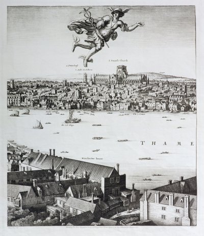 Veduta di Londra, pubblicata nel 1647 (copia facsimile) (dettaglio) da Wenceslaus Hollar