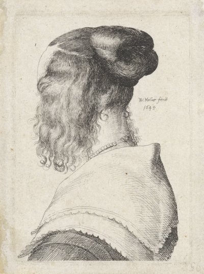 Donna con capelli raccolti, vista di schiena da Wenceslaus Hollar