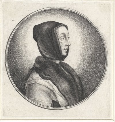 Donna con scialle nero e stola di pelliccia da Wenceslaus Hollar