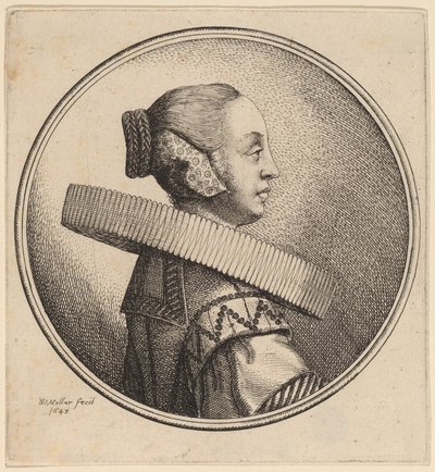 Donna con un colletto in profilo da Wenceslaus Hollar