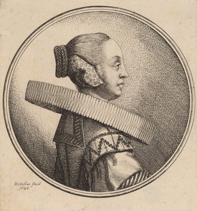Donna con un colletto in profilo, 1643 da Wenceslaus Hollar