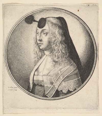 Donna con houpette sulla fronte girata a sinistra, 1643 da Wenceslaus Hollar