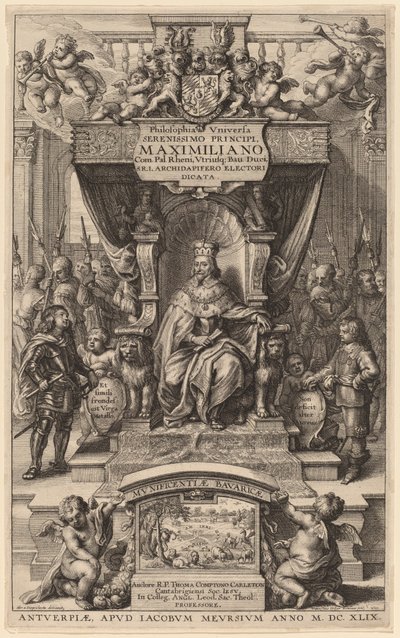 Pagina del titolo di "Philosophia Universia" da Wenceslaus Hollar after Abraham van Diepenbeeck