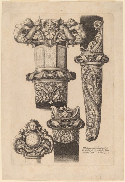 Ornamentazione per un pugnale e fodero da Wenceslaus Hollar after Hans Holbein the Younger
