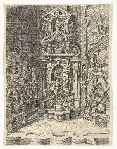 Grande fontana, incastonata tra tre muri da Wendel Dietterlin (I)