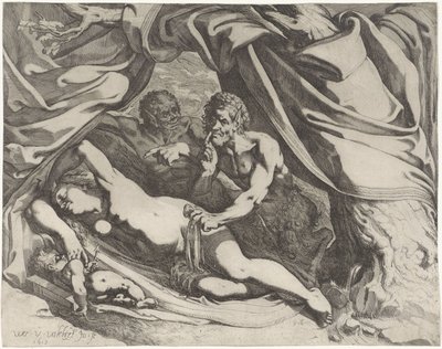 Venere dormiente spiata da satiri da Werner van den Valckert