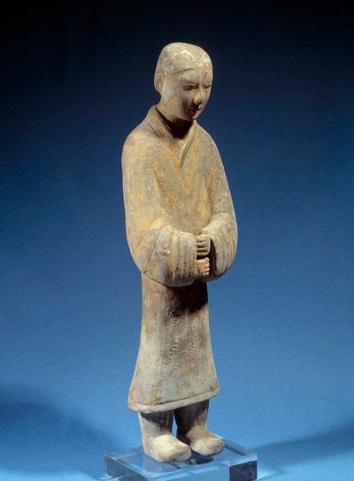 Arte cinese: donna che fa offerte; terracotta funeraria del periodo Han. Parigi, Museo Cernuschi da Western Han Dynasty Chinese School
