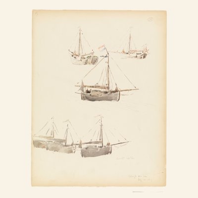 Disegno, chiatte olandesi, 20 agosto 1887 da Whitney Warren Jr.