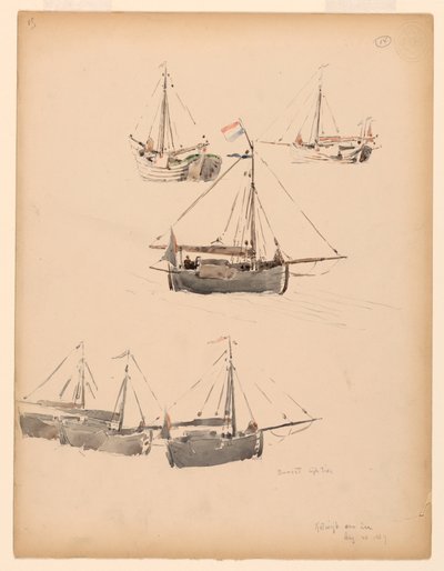 Disegno, chiatte olandesi, 20 agosto 1887 da Whitney Warren Jr.