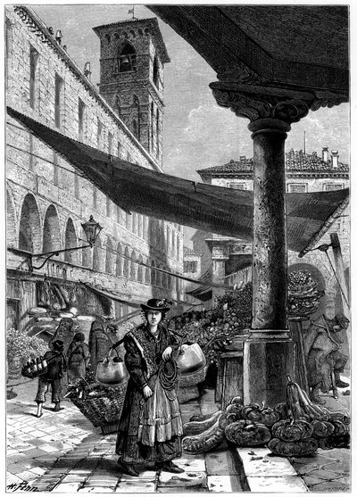 Mercato della frutta di Rialto, Venezia, Italia, XIX secolo da Whymper