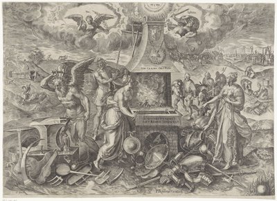 Il potere della pace, 1577 (Die Cracht des Peys, Allegorie sulla rinnovata pace nei Paesi Bassi) da Wierix